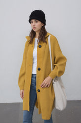 Longline Knit Button-Up Cardigan Coat for Women