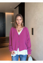 Soft Knit V-Neck Button Front Cardigan for Women