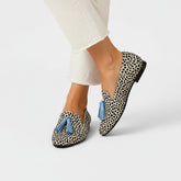 Polka Dot Loafers with Blue Tassels for Women