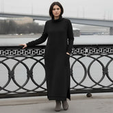 Knit Long Sleeve Maxi Dress with Side Pockets for Women