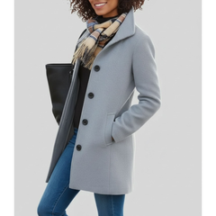 Longline Button-Up Wool-Blend Winter Coat for Women