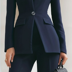 Tailored Longline Blazer & Flared Trousers Suit Set for Women