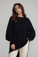 Oversized Asymmetric Hem Knit Sweater for Women