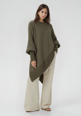 Oversized Asymmetric Hem Knit Sweater for Women
