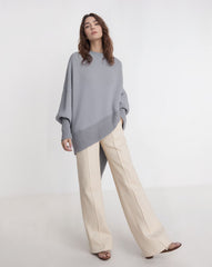 Oversized Asymmetric Hem Knit Sweater for Women