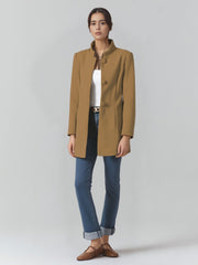 Tailored Longline Button-Up Jacket for Women