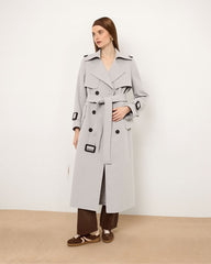 Longline Double-Breasted Belted Trench Coat for Women