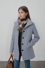 Longline Button-Up Wool-Blend Winter Coat for Women