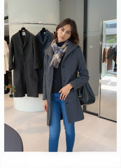 Longline Button-Up Wool-Blend Winter Coat for Women