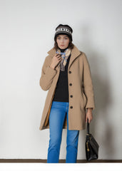 Longline Button-Up Wool-Blend Winter Coat for Women