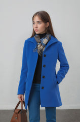 Longline Button-Up Wool-Blend Winter Coat for Women