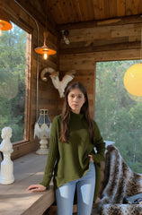 Oversized Turtleneck High-Low Knit Sweater for Women