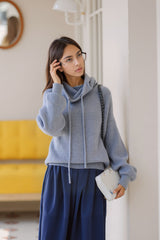 Oversized Knit Funnel Neck Hoodie Sweater for Women