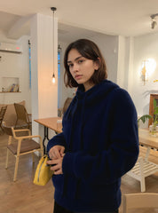 Oversized Knit Funnel Neck Hoodie Sweater for Women