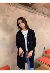 Longline Knit Button-Up Cardigan Coat for Women