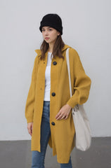 Longline Knit Button-Up Cardigan Coat for Women