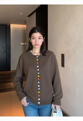 Long Sleeve Button-Up Knit Cardigan Top for Women