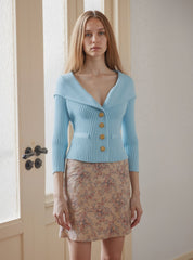 Off-Shoulder Button Front Long Sleeve Knit Cardigan for Women