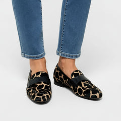 Leopard Print Loafers with Gold Buckle for Women