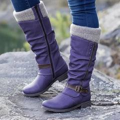 Mid-Calf Winter Boots with Buckle Detail for Women