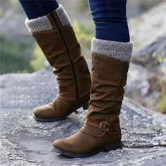 Mid-Calf Winter Boots with Buckle Detail for Women
