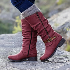 Mid-Calf Winter Boots with Buckle Detail for Women