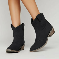 Suede Ankle Boots with Slouch Detail for Women