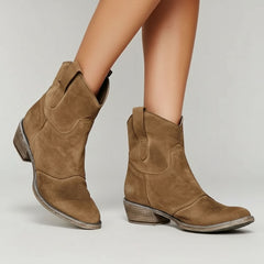 Suede Ankle Boots with Slouch Detail for Women