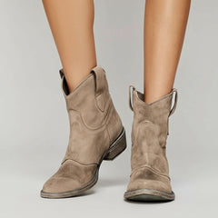 Suede Ankle Boots with Slouch Detail for Women