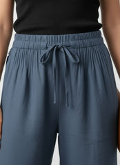 Wide-Leg Linen Trousers with Elastic Waist for Women