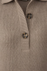 Knitted Midi Shirt Dress with Long Sleeves for Women