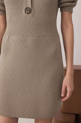 Knitted Midi Shirt Dress with Long Sleeves for Women