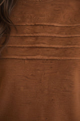 Long Sleeve Textured Knit Crew Neck Top for Women