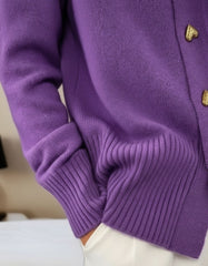 V-Neck Textured Knit Button Front Cardigan for Women