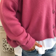 Soft Knit V-Neck Button Front Cardigan for Women