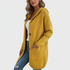 Longline Knit Button-Up Cardigan Coat for Women