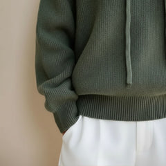 Oversized Knit Funnel Neck Hoodie Sweater for Women