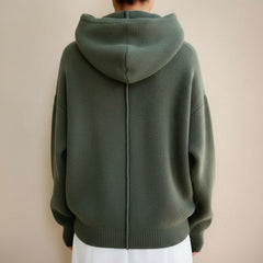 Oversized Knit Funnel Neck Hoodie Sweater for Women