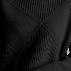 Textured Geometric Knit Turtleneck Sweater for Women