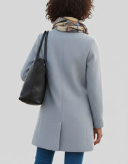 Longline Button-Up Wool-Blend Winter Coat for Women