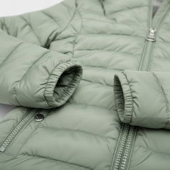 Hooded Puffer Jacket with Faux Fur Trim for Women