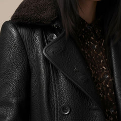 Longline Faux Leather Zip-Up Coat for Women