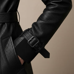 Longline Faux Leather Zip-Up Coat for Women