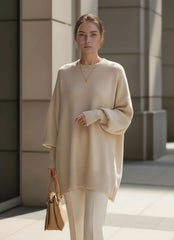 Oversized Asymmetric Hem Knit Sweater for Women