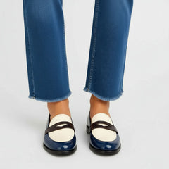 Two-Tone Loafers with Contrast Strap for Women
