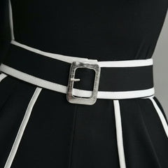 Contrast Stripe Wide-Leg Trouser & Turtleneck Two-Piece Set for Women