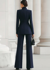 Tailored Longline Blazer & Flared Trousers Suit Set for Women