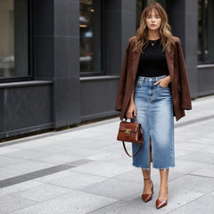 Croc-Effect Slingback Block Heels for Women