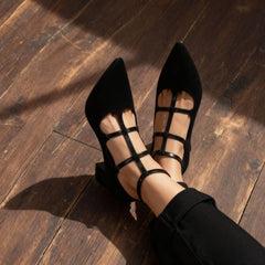 Strappy Pointed-Toe Block Heel Shoes for Women