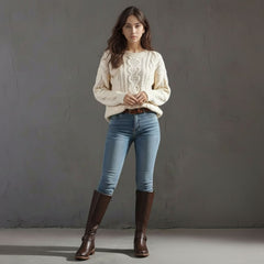 Knee-High Riding Boots with Low Block Heel for Women